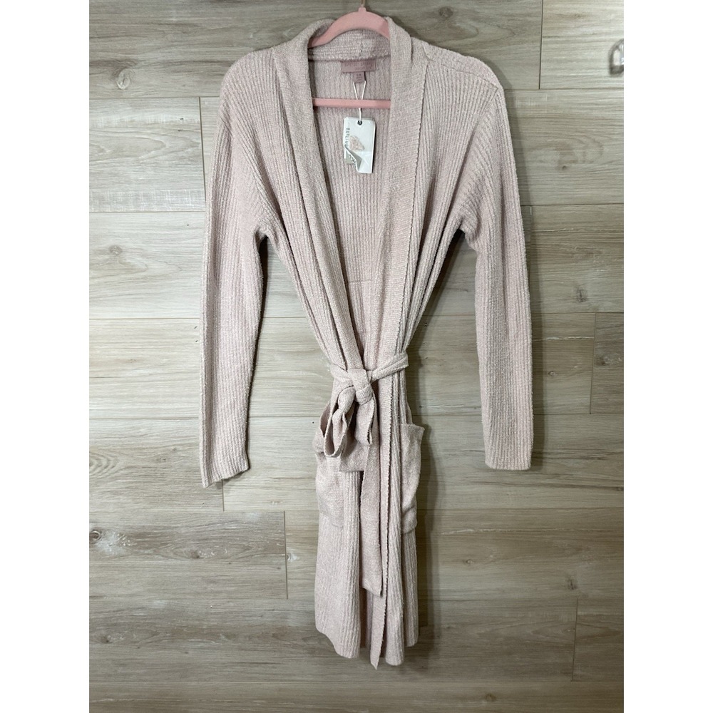 NEW Barefoot Dreams CozyChic Lite Ribbed Soft Robe Pale Pink Belted Duster S/M